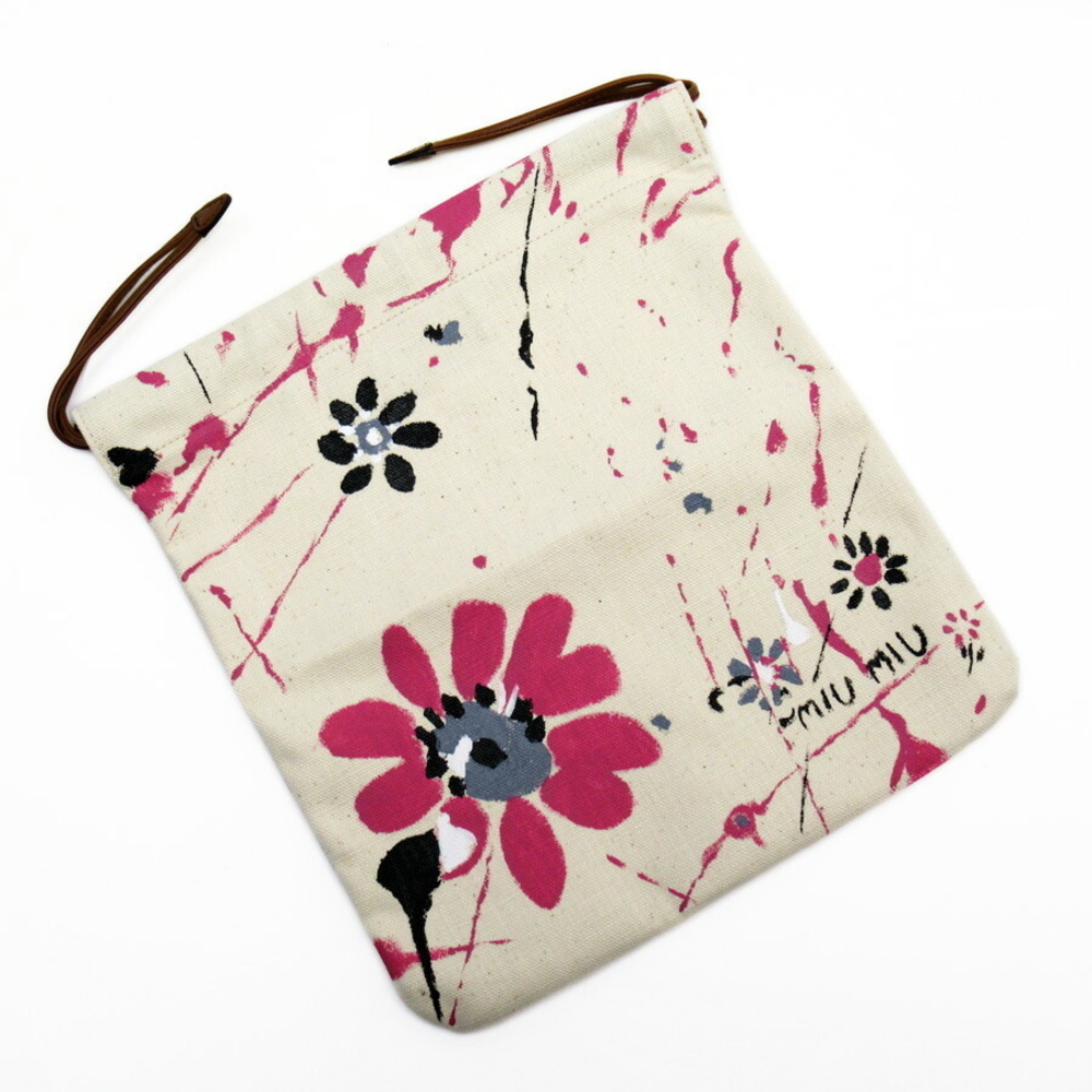 Miu Miu Drawstring Pouch Canvas Pink - image 1